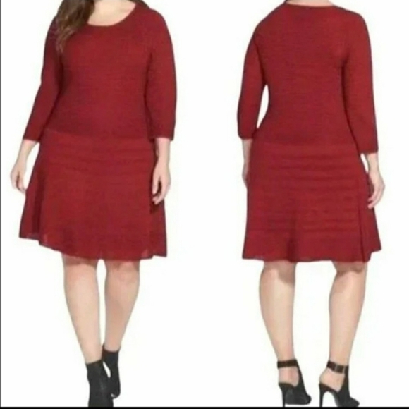 BB DAKOTA Wool Blend Drop Waist Sweater Dress Maroon Sz 1X - Picture 1 of 8